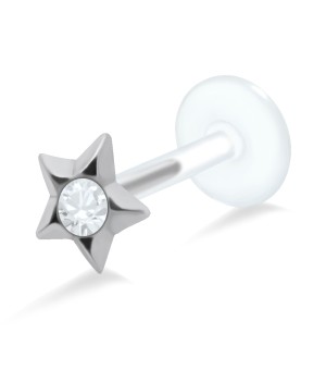 Bezel Set Stone Star Shaped Labret Silver LA-31